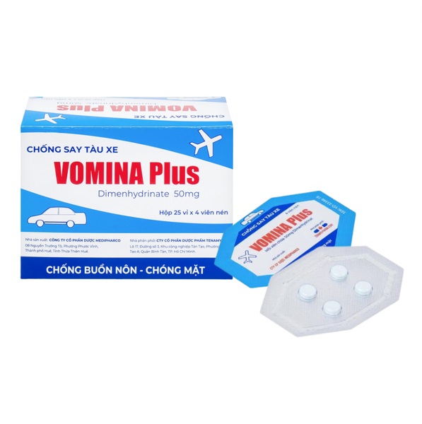 Thuốc Vomina Plus 50mg Medipharco – Điều trị buồn nôn, chóng mặt say tàu xe - ảnh 2
