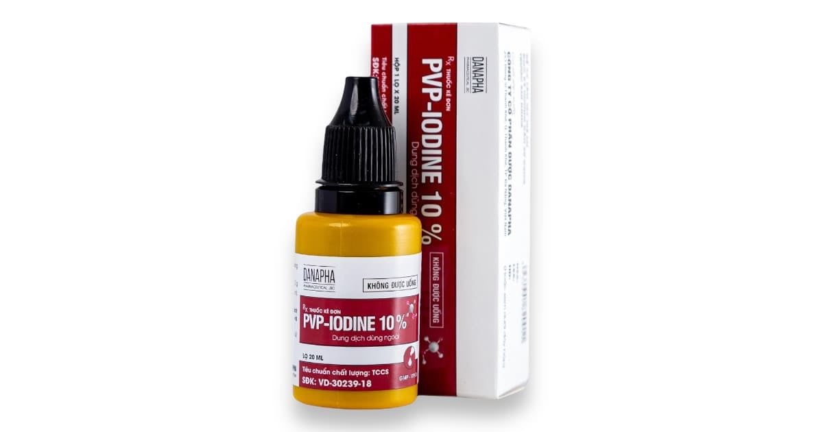 Dung dịch PVP-Iodine 10% Danapha 20ml - Sát trùng vết thương, vết bỏng hiệu quả - ảnh 1