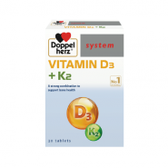Vitamin D3 + K2 Hỗ trợ giảm nguy cơ loãng xương (Hộp 30 viên)