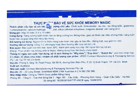 Viên Uống Hoạt Huyết, Bổ Não Memory Magic 30 Viên - Ảnh 2