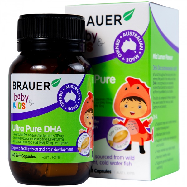 Brauer Baby Kids Ultra Pure Dha Viên Nhai Bổ Sung Lượng Dha cho bé từ 7 tháng tuổi - Ảnh 1