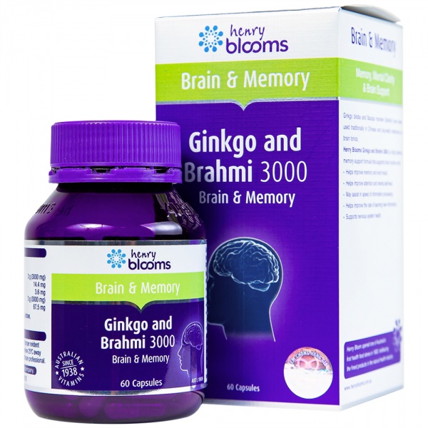 Ginkgo And Brahmi 3000 Henry Blooms Viên Uống Cải Thiện Trí Nhớ 60 Viên - Ảnh 1