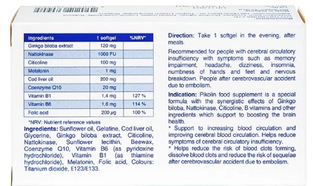 Pikolin Viên Uống Hỗ Trợ Tăng Tuần Hoàn Máu Não (Hộp 30 Viên) - Ảnh 3