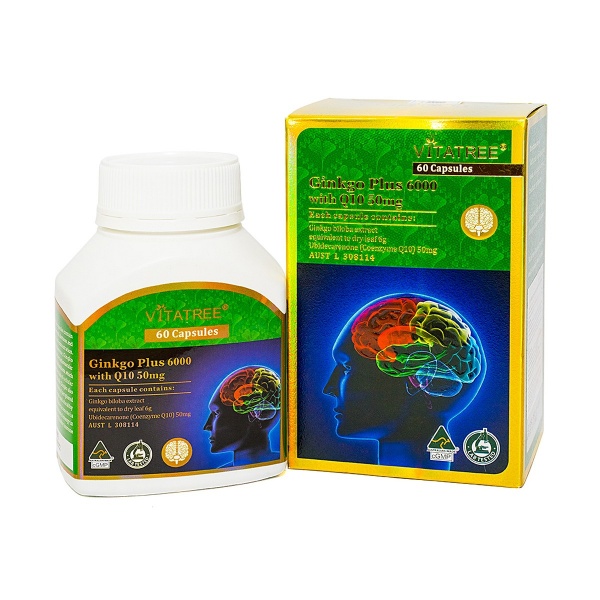 Vitatree Ginkgo Plus 6000 With Q10 50Mg Tăng Tuần Hoàn Não Hộp 60 Viên - Ảnh 1