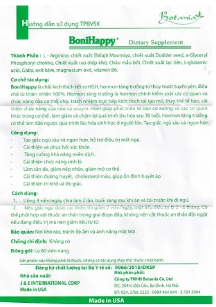 Viên Uống Bonihappy Hỗ Trợ Điều Trị Mất Ngủ (Hộp 60 Viên) - Ảnh 4