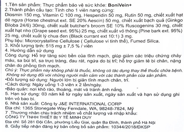 Viên Uống Bonivein Hỗ Trợ Điều Trị Bệnh Trĩ Hộp 30 Viên - Ảnh 2