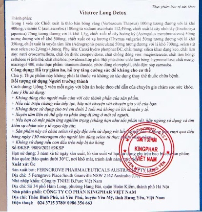 Viên Uống Vitatree Lung Detox Thải Độc Phổi Hộp 60 Viên - Ảnh 2