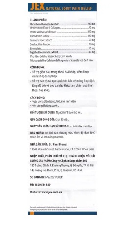 Viên Uống Bổ Khớp Jex Natural Joint Pain Relief (Hộp 30 Viên) - Ảnh 2