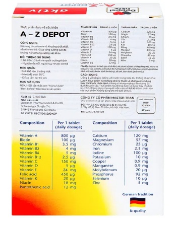 Viên Uống A-Z Depot Bổ Sung Vitamin, Khoáng Chất (Hộp 30 Viên) - Ảnh 5