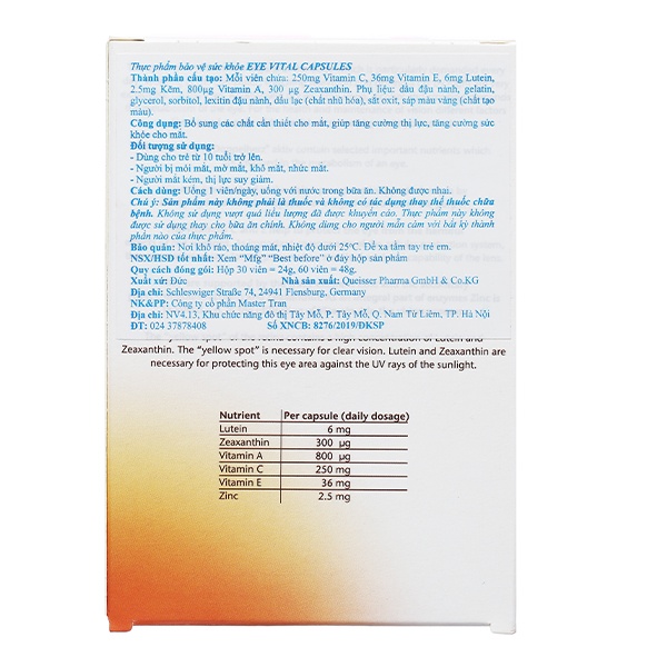 Viên Uống Eye Vital Tăng Cường Thị Giác (Hộp 30 Viên) - Ảnh 4