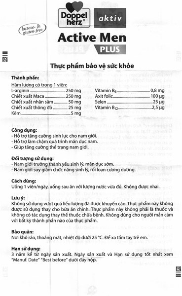 Active Men Plus hỗ trợ tăng cường sinh lực nam (Hộp 30 viên) - Ảnh 5