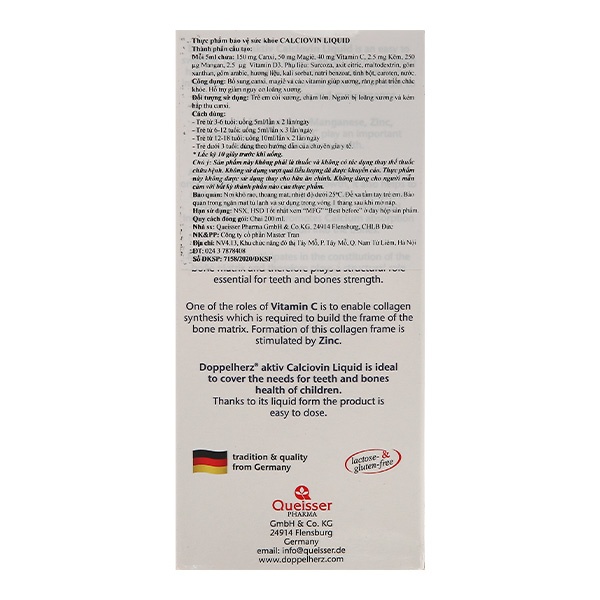 Kinder Calciovin Liquid bổ sung canxi cho bé (Chai 200ml) - Ảnh 3