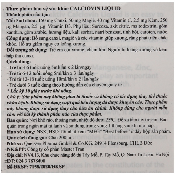 Kinder Calciovin Liquid bổ sung canxi cho bé (Chai 200ml) - Ảnh 5