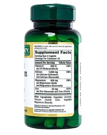 Viên Uống Calcium Magnesium Zinc Bổ Sung Canxi, Magie, Kẽm (Hộp 100 Viên) - Ảnh 3